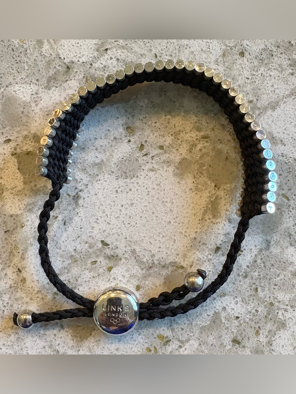 Links of London Friendship adjustable 925 silver and Black silk Bracelet HTF - Picture 3 of 5